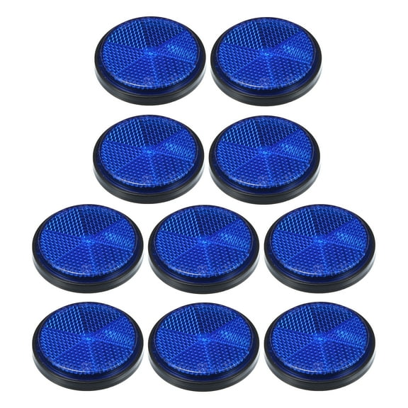 Unique Bargains 10 Pcs Universal Round Shape Reflector for Motorcycle Garbage Cans Car Trailer Truck and Bike Blue