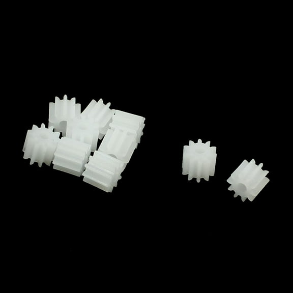 Unique Bargains 10 Pcs White Plastic 10 Teeth 2mm Shaft Dia DIY RC Toy Model Gears