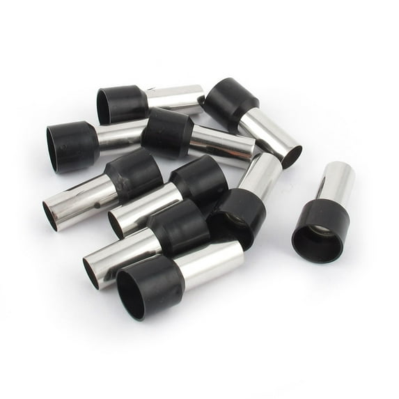 Unique Bargains 10 Pcs Wire Crimp Terminal Tubular Insulated Ferrule Black E25-16 4AWG 25mm2