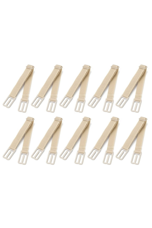 10 Pcs Women Elastic Band Non-Slip Adjustable Bra Straps Holder Beige