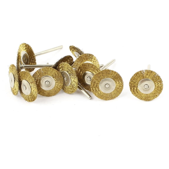 Unique Bargains 10 Pieces 1/8 inch Shank 25mm Wheel Brass Bristle Brush for Rotary Tool