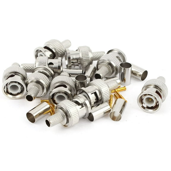 Unique Bargains 10 Pieces BNC Male RG59 Coaxial Crimp Connector Adapter Set for CCTV camera