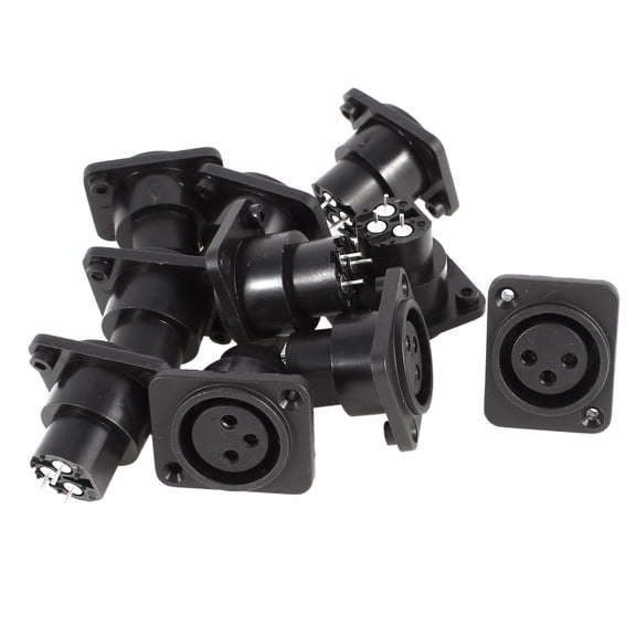 Unique Bargains 10 Pieces Straight Terminal XLR Female Jack Panel Mounted Chassis Connector
