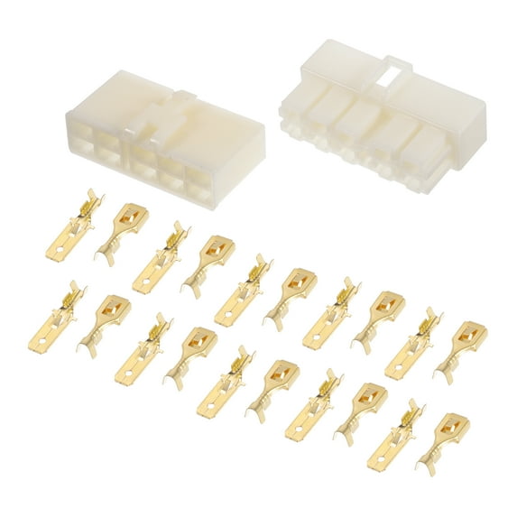 Unique Bargains 10 Pin Car Electrical Wire Connector Plug Kits Male Female Cable Terminal Housing Plastic Copper Beige for Car Boat RV 1 Set