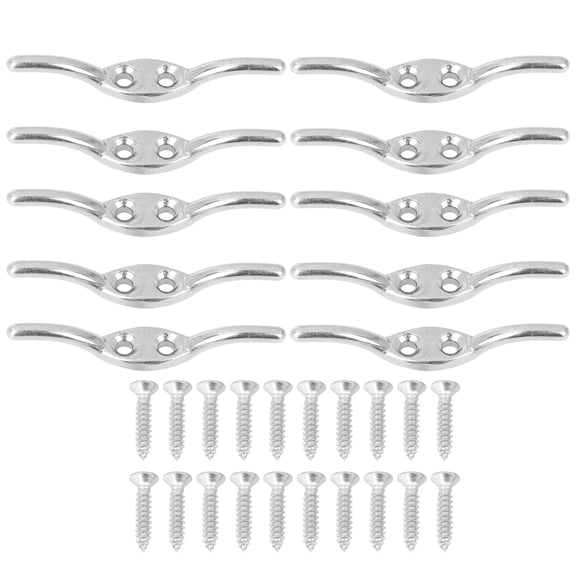 Unique Bargains 10 Sets Marine 316 Stainless Steel Rope Boat Deck Flagpole Cleat Hook with 20 Mounting Screw