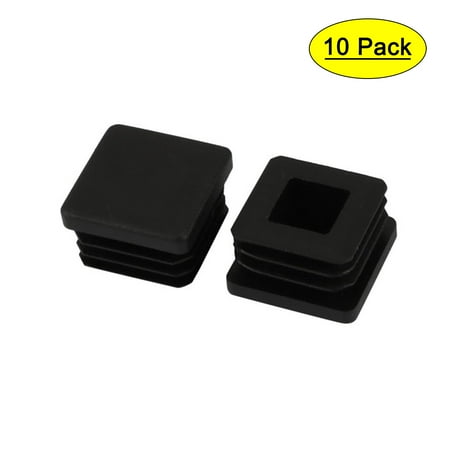 Unique Bargains 10 pcs 25mm x 25mm Pipe Tube Insert Chair Leg Cap Black Plastic Tubing Plug