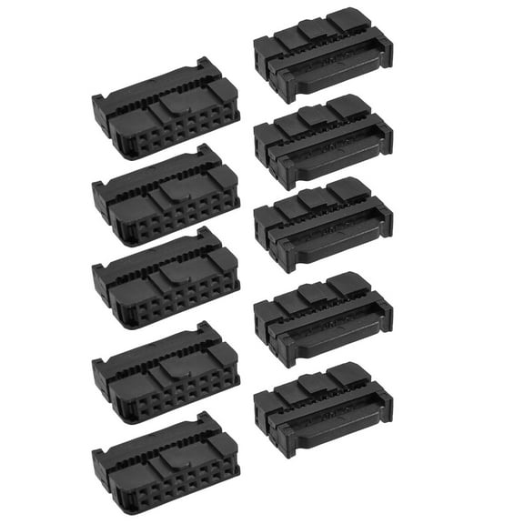Unique Bargains 10 x 2.54mm Pitch Female 16 Pins Flat Cable IDC Socket Connector Black