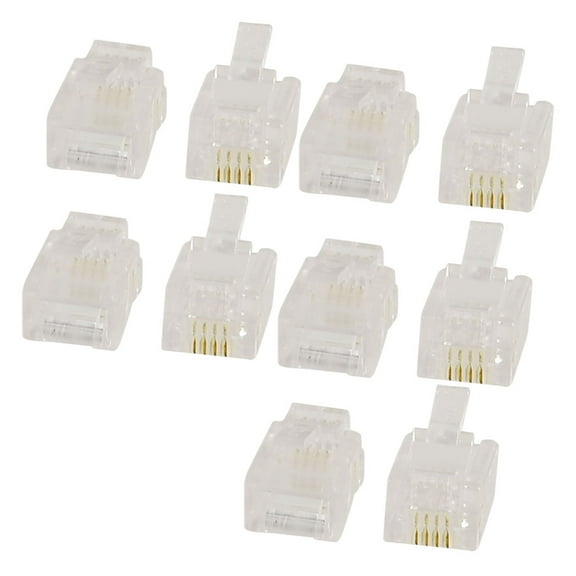 Unique Bargains 10 x Clear Plastic Shell Modular 6P4C RJ11 Plug Telephone Line Connectors