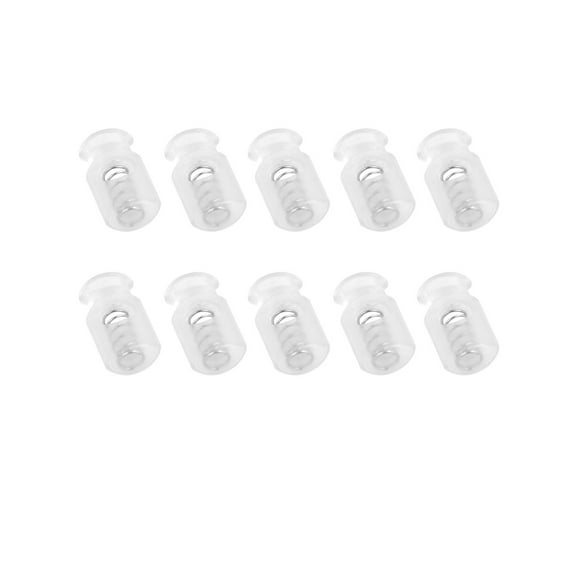 Unique Bargains 10 x Clear White 7mm Dia Single Hole Plastic  Rope Cord Locks Stoppers