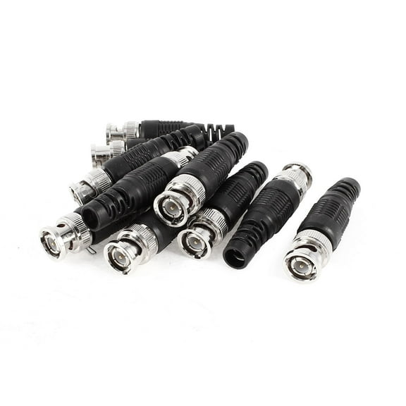 Unique Bargains 10 x Solder Type Coaxial Cable BNC Male Plug Connector Adapter Silver Tone Black