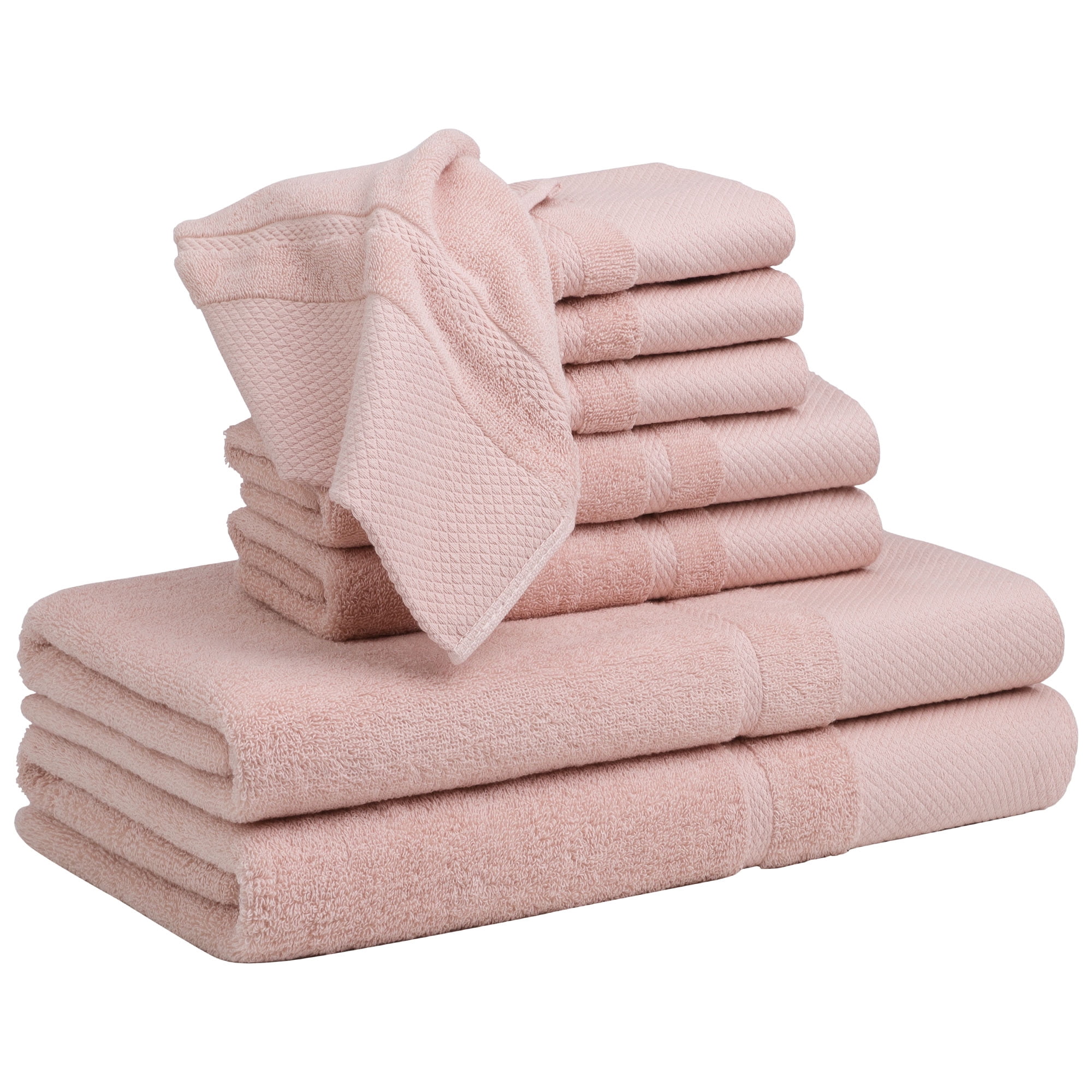 Unique Bargains 100% Combed Cotton 8 Piece Towel Set Soft 600 GSM Luxury Absorbent Misty Rose