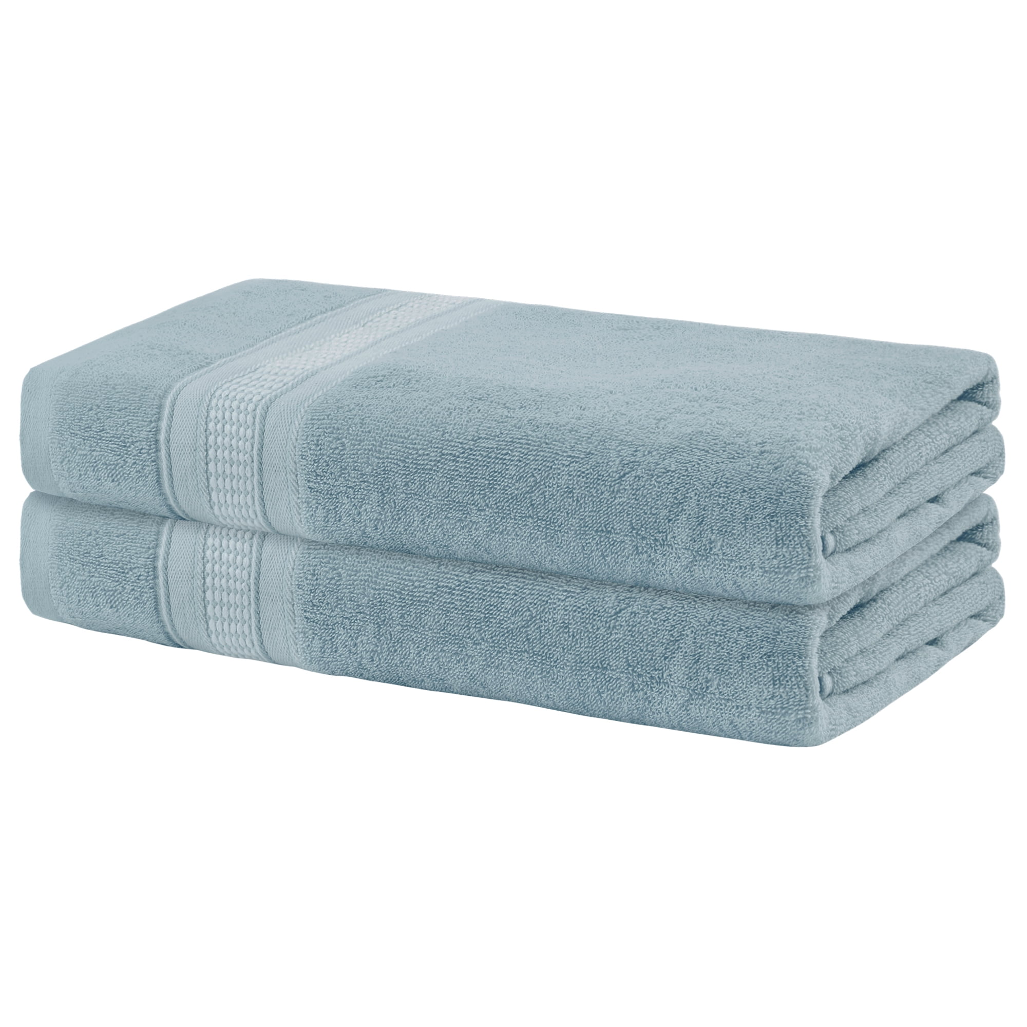 Unique Bargains 100% Cotton 2 Pack Solid Bath Towels Quick Dry and Absorbent Blue