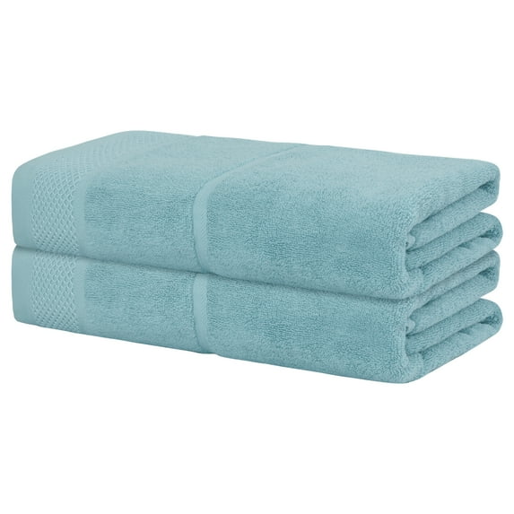 Unique Bargains 100% Cotton 2 Pack Solid Bath Towels Quick Dry and Absorbent Green