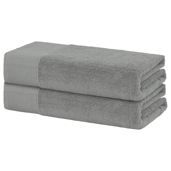 Unique Bargains 100% Cotton 2 Pack Solid Bath Towels Quick Dry and Absorbent Grey