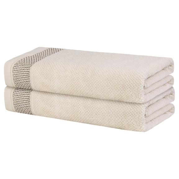 Unique Bargains 100% Cotton 2 Pack Solid Bath Towels Quick Dry and Absorbent Light Brown