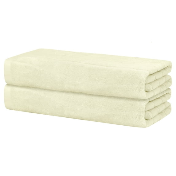 Unique Bargains 100% Cotton 2 Pcs Bath Towels Light Weight and Highly Absorbent Towels White 28" x 56"