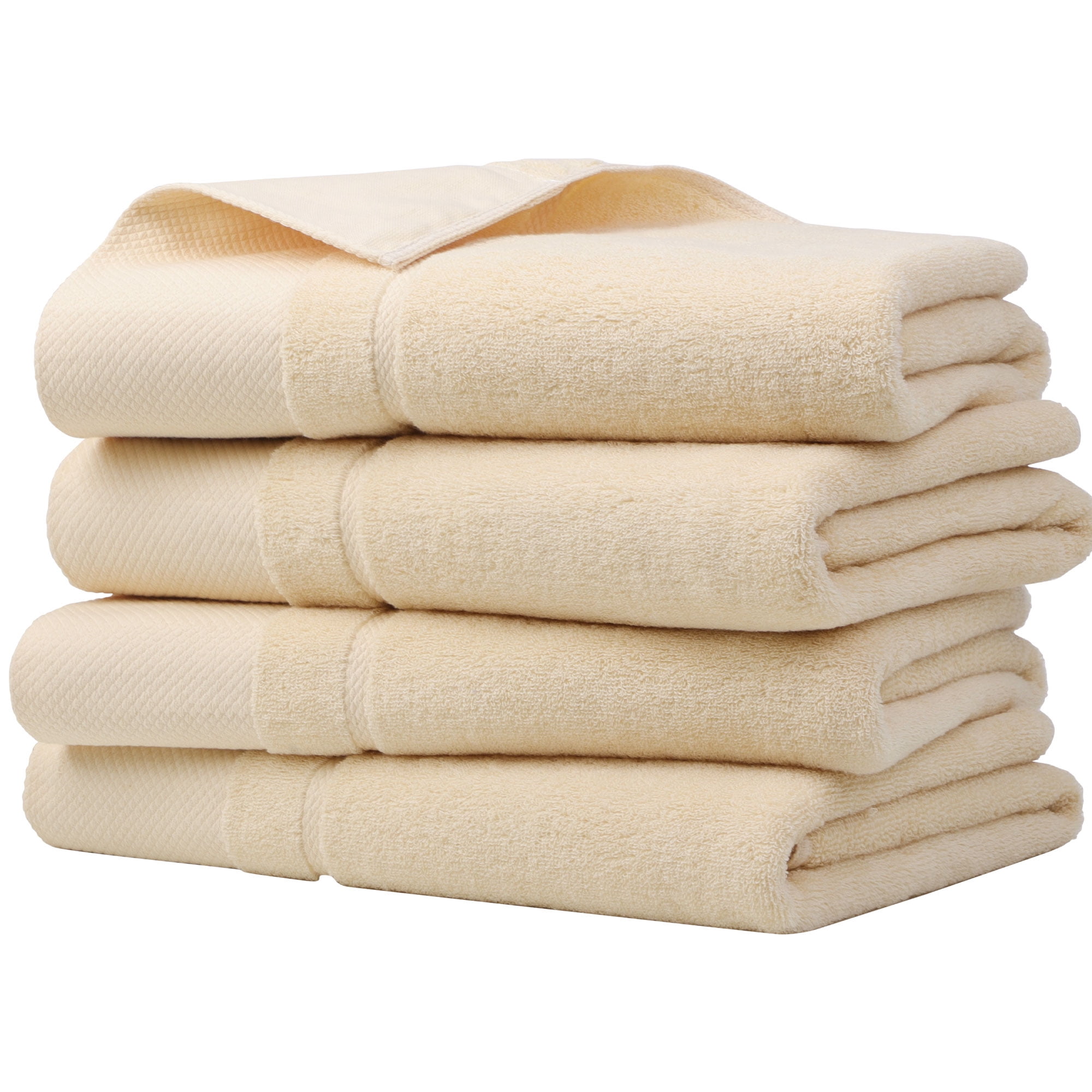 Unique Bargains 100% Cotton Absorbent Bath Towel Set 27x54 Beige 2 Pcs(Champagne/4 Pcs)