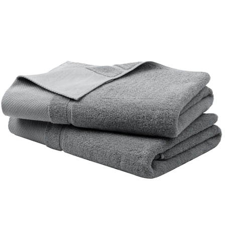 Unique Bargains Bath Towel Set 27" x 54" Soft 100% Combed Cotton 600 GSM Luxury Towels 2 Gray
