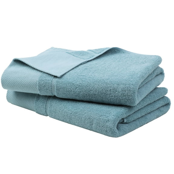 Unique Bargains 100% Cotton Absorbent Bath Towel Set 27"x54" Saxe Blue 2 Pcs