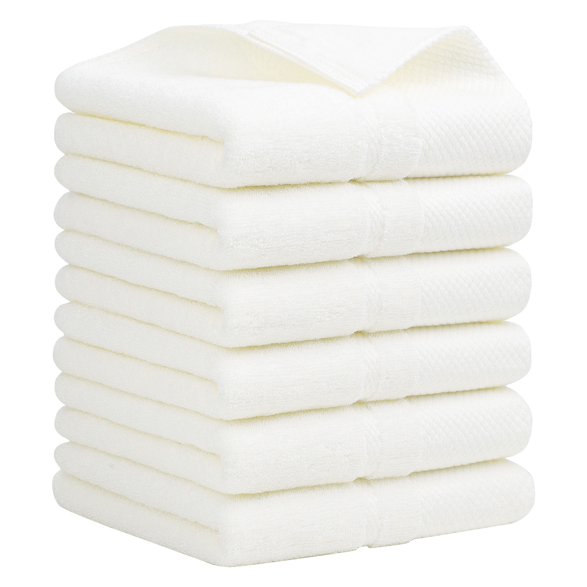 Unique Bargains 100% Cotton Absorbent Hand Towel Set 14"x30" Beige 6 Pcs