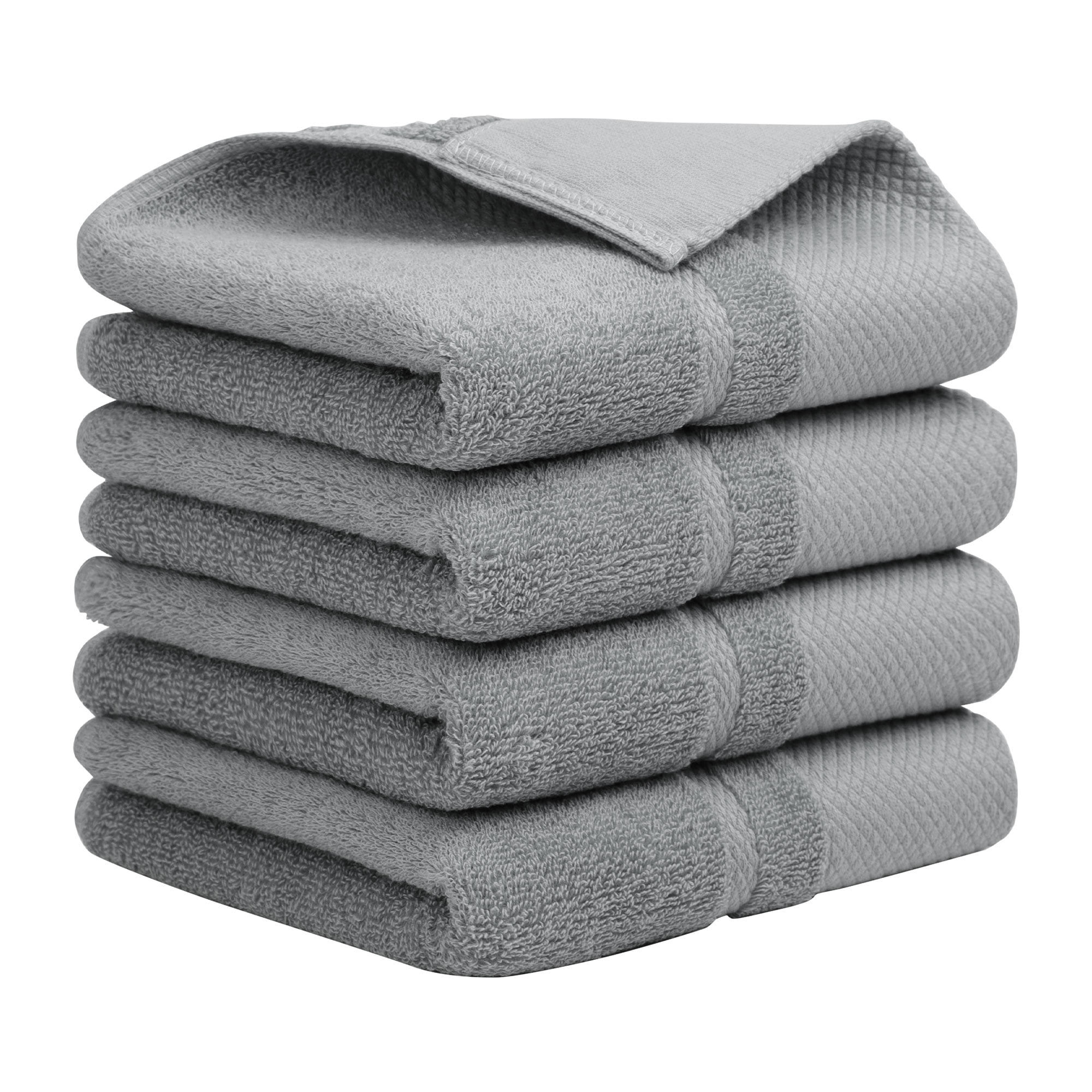 Unique Bargains 100% Cotton Absorbent Hand Towel Set 14"x30" Gray 4 Pcs