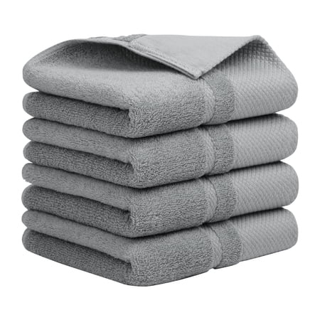 Unique Bargains 100% Cotton Absorbent Hand Towel Set 14"x30" Gray 4 Pcs