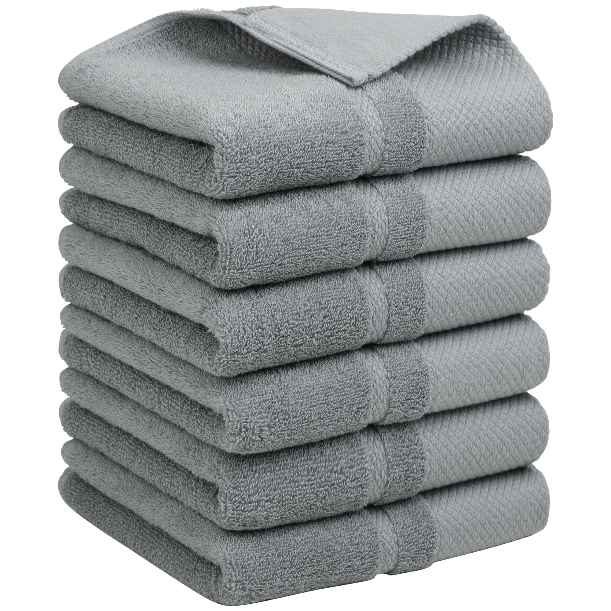 Unique Bargains 100% Cotton Absorbent Hand Towel Set 14"x30" Gray 6 Pcs