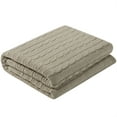 thumbnail image 1 of Unique Bargains 100% Cotton Soft Cable Knit Blanket Khaki Throw(47" x 70"), 1 of 1