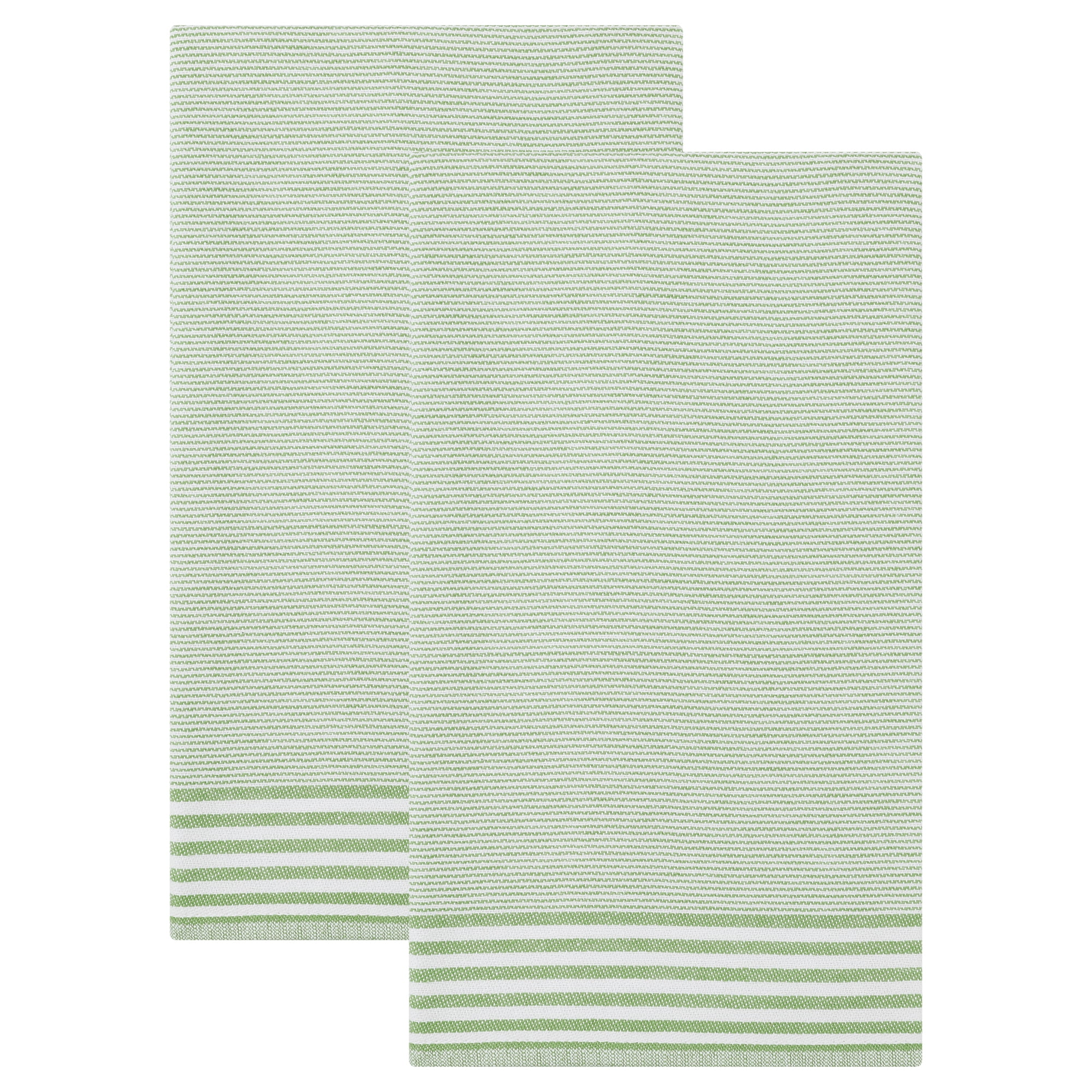Unique Bargains 100% Cotton Striped Kitchen Towels Green 26" x 18"