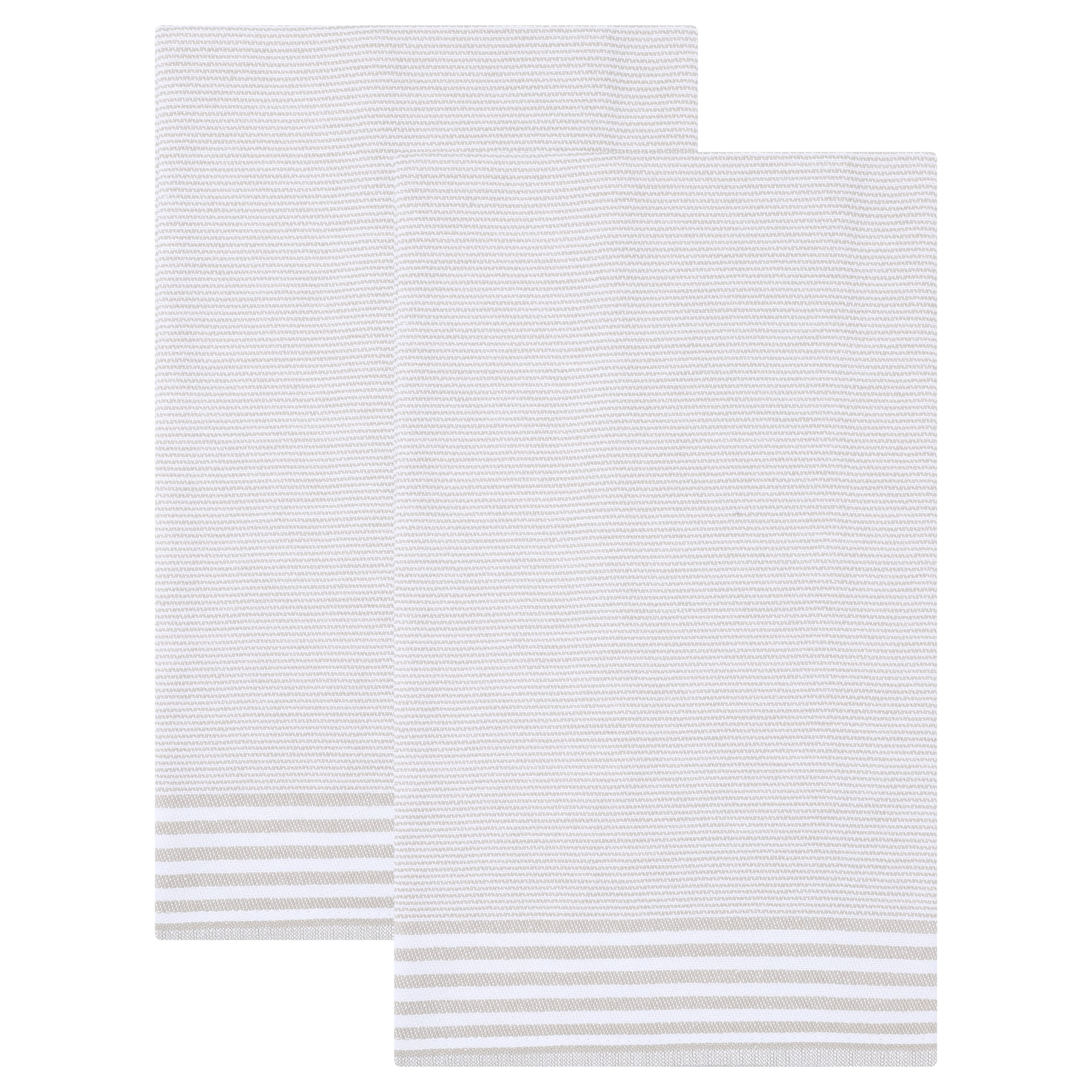 Unique Bargains 100% Cotton Striped Kitchen Towels Khaki 26" x 18"