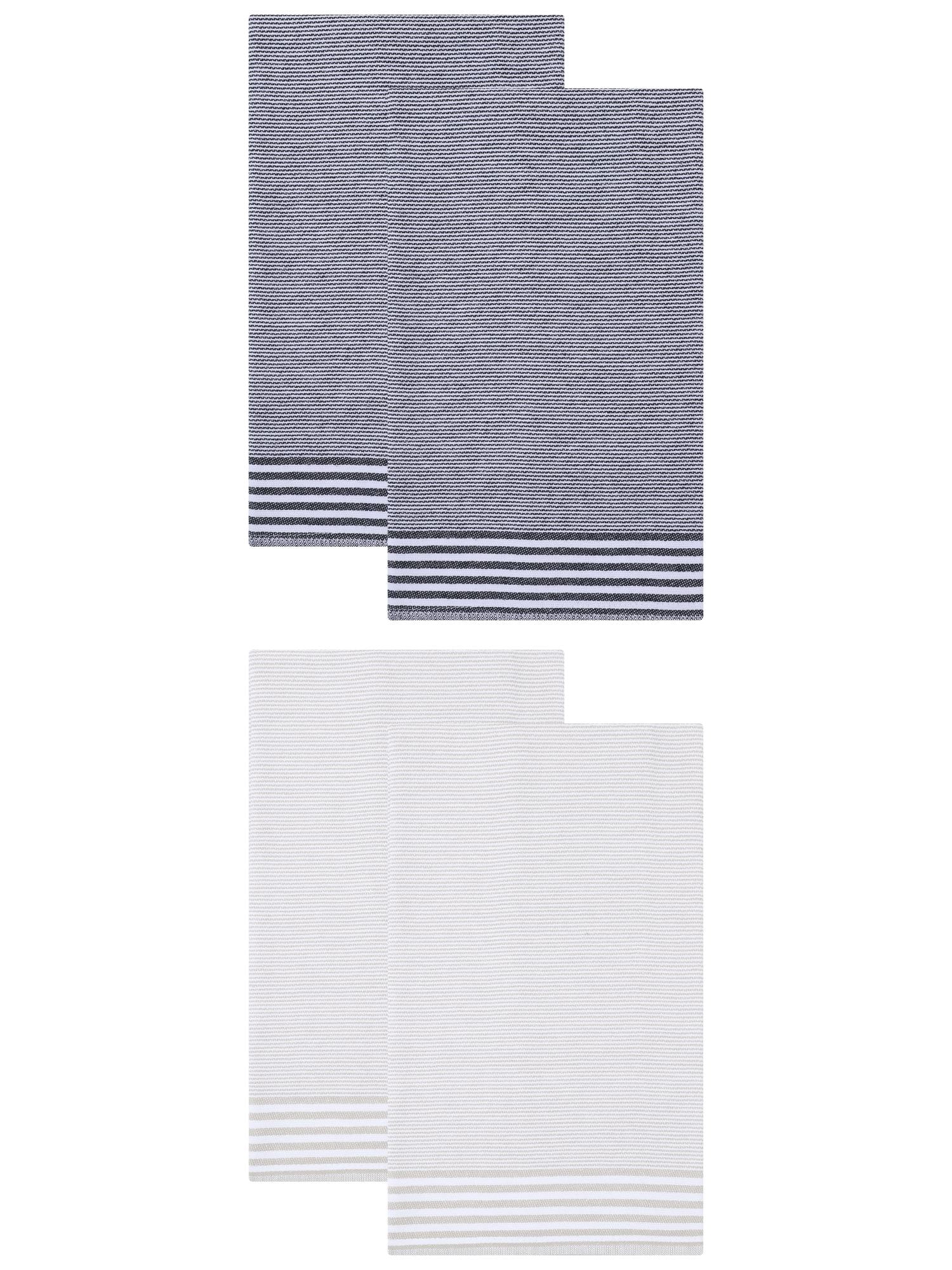 Unique Bargains 100% Cotton Striped Kitchen Towels Khaki 4 Pack Khaki/Black 26" x 18"