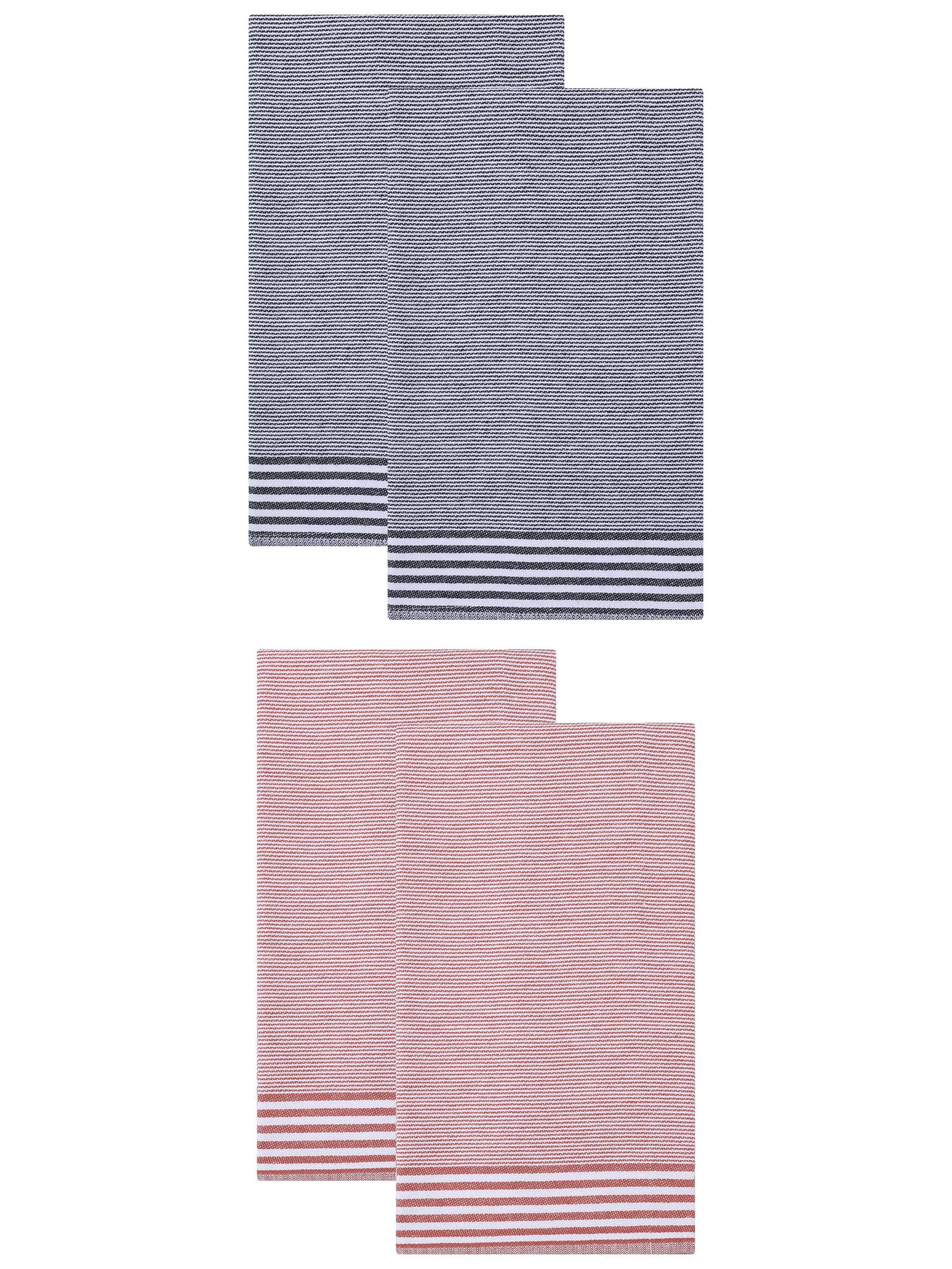 Unique Bargains 100% Cotton Striped Kitchen Towels Khaki 4 Pack Orange/Black 26" x 18"