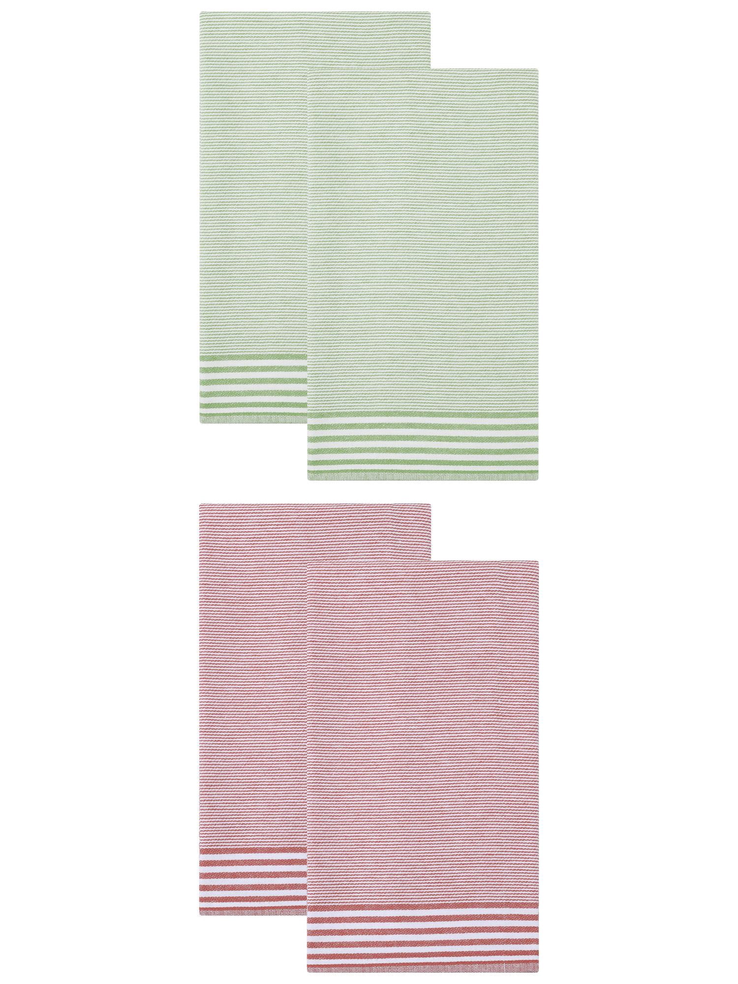Unique Bargains 100% Cotton Striped Kitchen Towels Khaki 4 Pack Orange/Green 26" x 18"