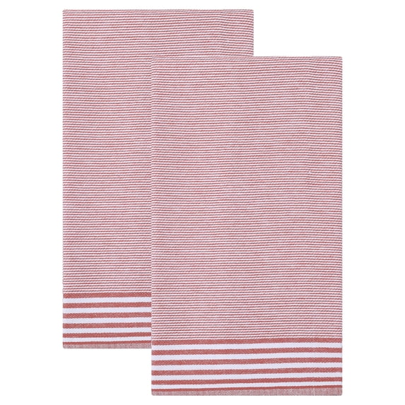 Unique Bargains 100% Cotton Striped Kitchen Towels Orange 26" x 18"