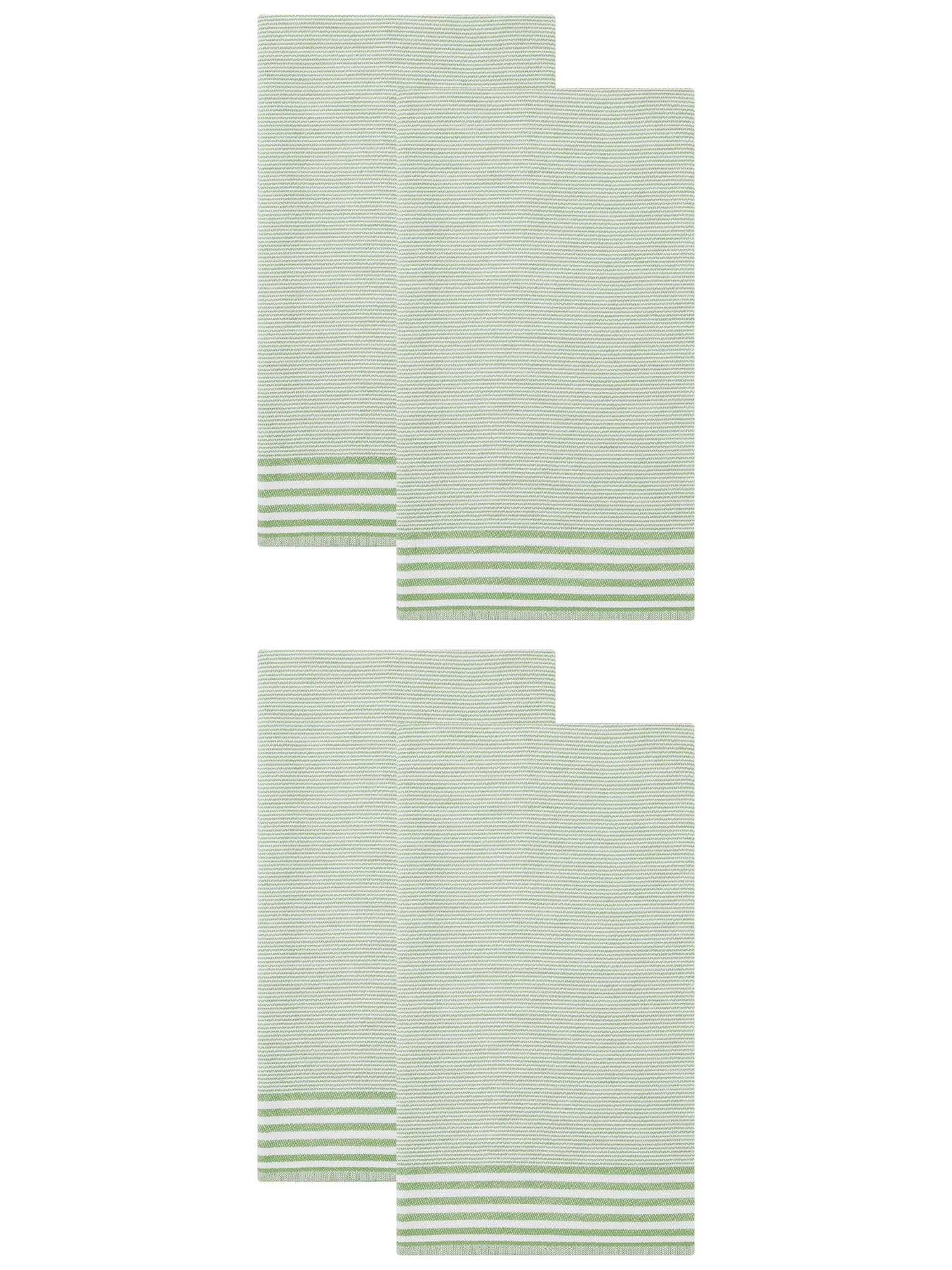 Unique Bargains 100% Cotton Striped Quick Dry Kitchen Towels Khaki 4 Pack Green 26" x 18"