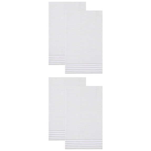 Unique Bargains 100% Cotton Striped Quick Dry Kitchen Towels Khaki 4 Pack Khaki 26" x 18"