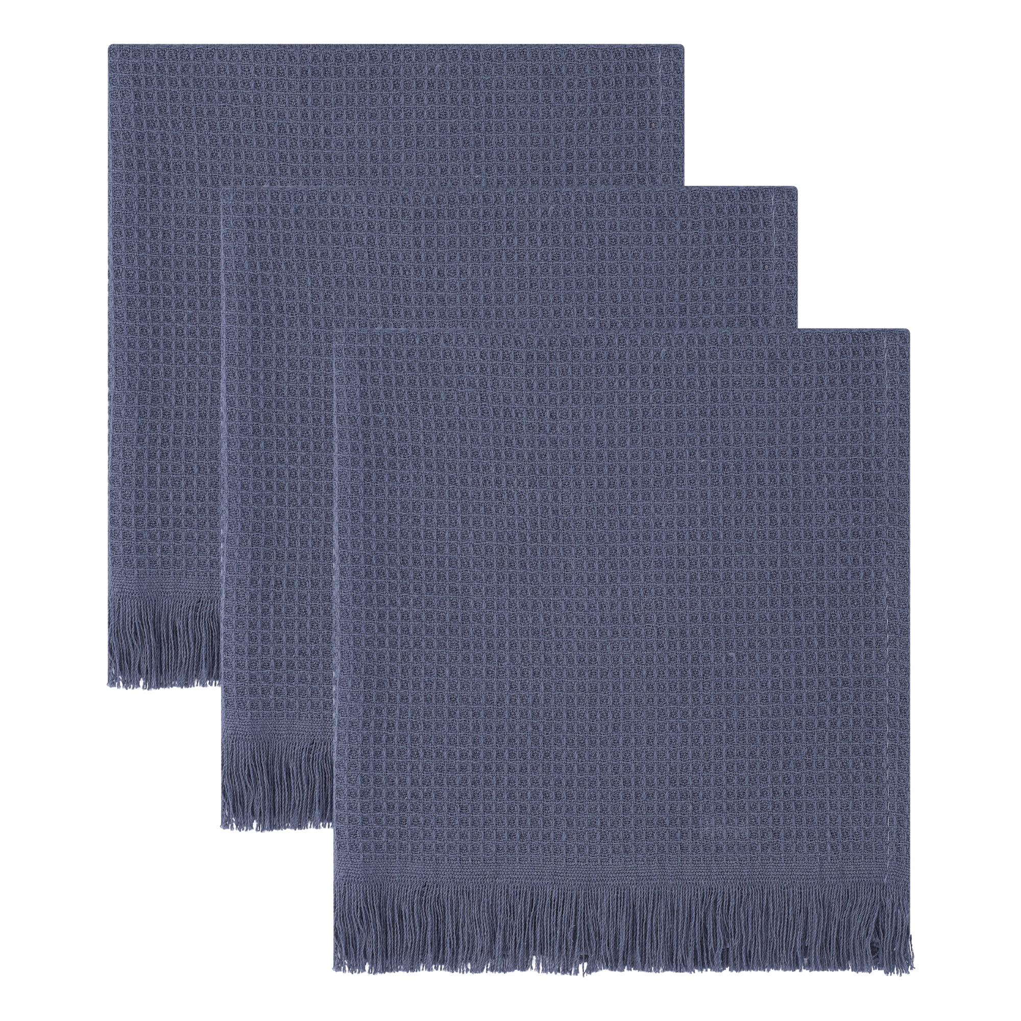 Unique Bargains 100% Cotton Waffle Weave Cleaning Cloths Dark Grey 14" x 14"