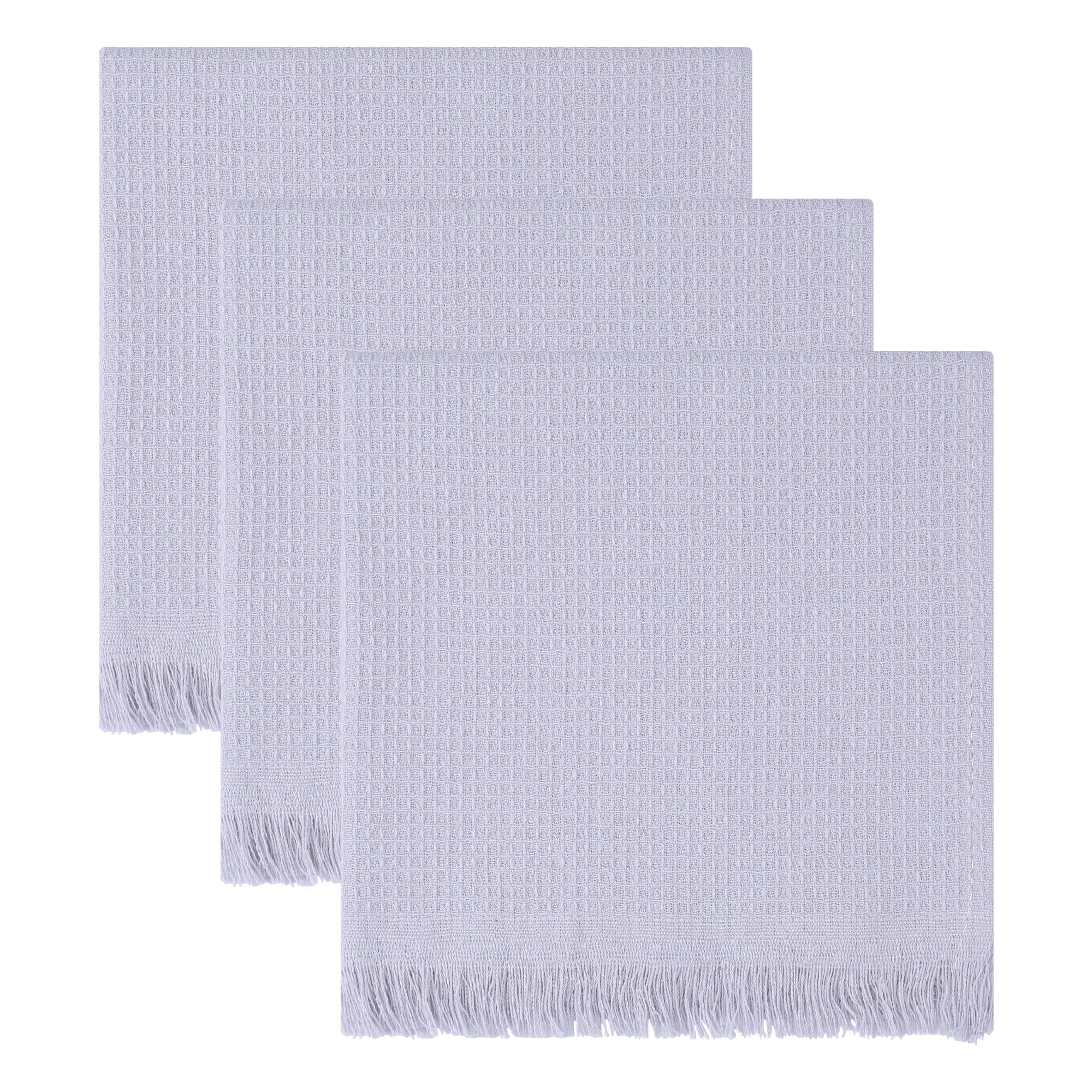 Unique Bargains 100% Cotton Waffle Weave Cleaning Cloths Light Grey 14" x 14"