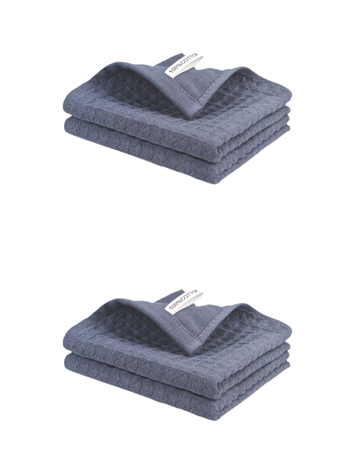 Unique Bargains 100% Cotton Waffle Weave Solid color Kitchen Towels 4 Pack Grey 12" x 12"