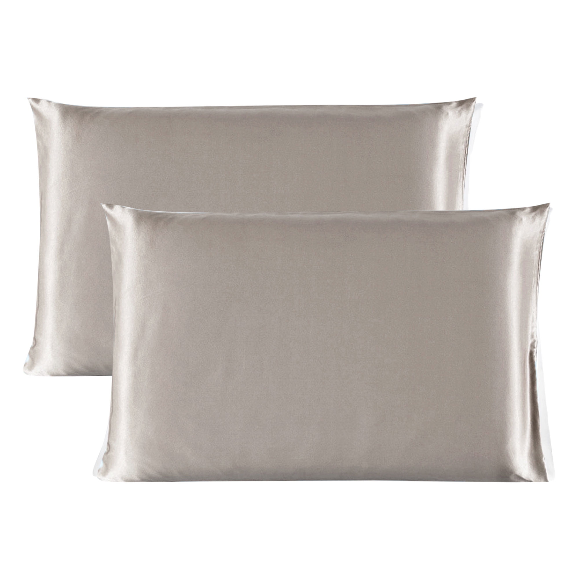 Unique Bargains Pillow Covers 100% Mulberry Silk Pillowcase Set of 2 Light Brown King