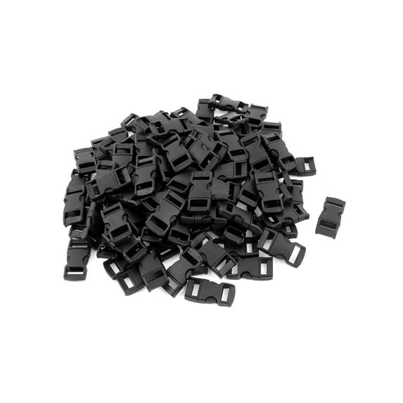 Unique Bargains 100 Pcs 10mm Webbing Straps Plastic Clasp Side Quick Release Buckle Black