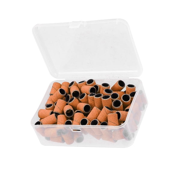 Unique Bargains 100 Pcs 120 Grit Nail Drill Bits Sanding Bands Gel File Polish Remover For Electric Nail Tools Orange