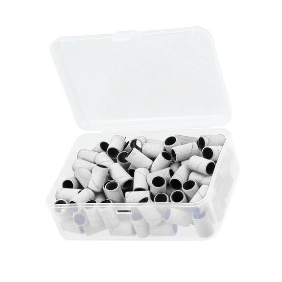 Unique Bargains 100 Pcs 180 Grit Nail Drill Bits Sanding Bands Gel File Polish Remover For Electric Nail Tools White