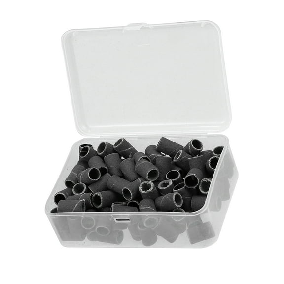 Unique Bargains 100 Pcs 240 Grit Nail Drill Bits Sanding Bands Gel File Polish Remover For Electric Nail Tools Black