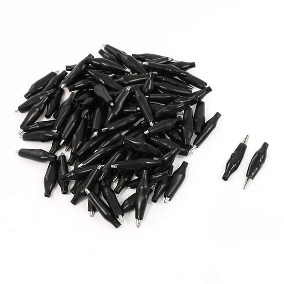 Unique Bargains 100 Pcs 35mm Disposable Plastic Covered Metal Alligator Clip