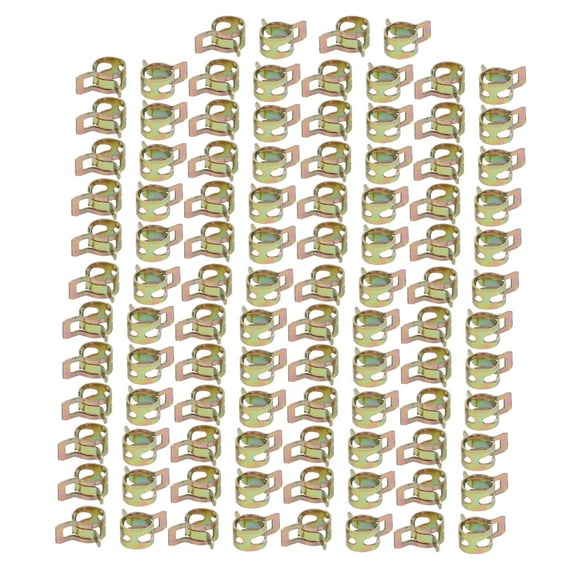 Unique Bargains 100 Pcs 8mm Spring Band Type Action Fuel Hose Pipe Air Clamp Bronze Tone