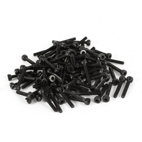 Unique Bargains 100 Pcs Alloy Steel Hex Socket Knurled Head Bolt Screw M2.5x12mm Black