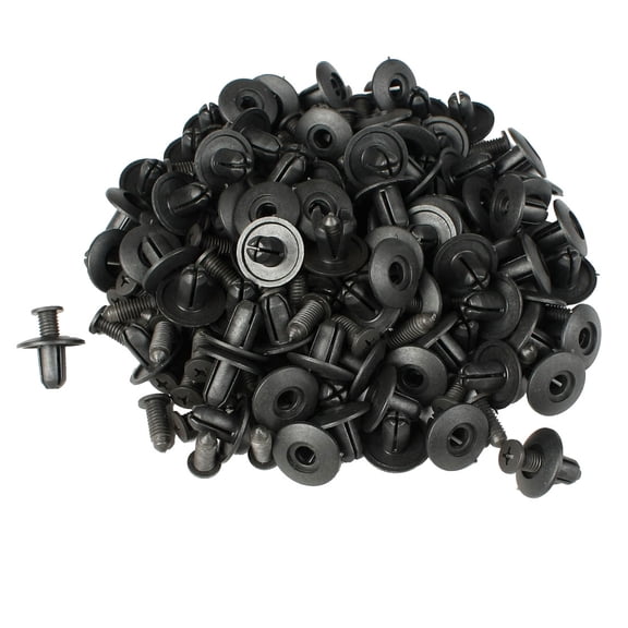 Unique Bargains 100 Pcs Black Car Fender Plastic Rivet Fastener for 8mm Dia Hole