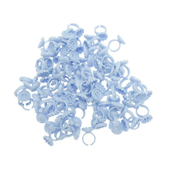 Unique Bargains 100 Pcs Convenient Round Glue Rings Blue