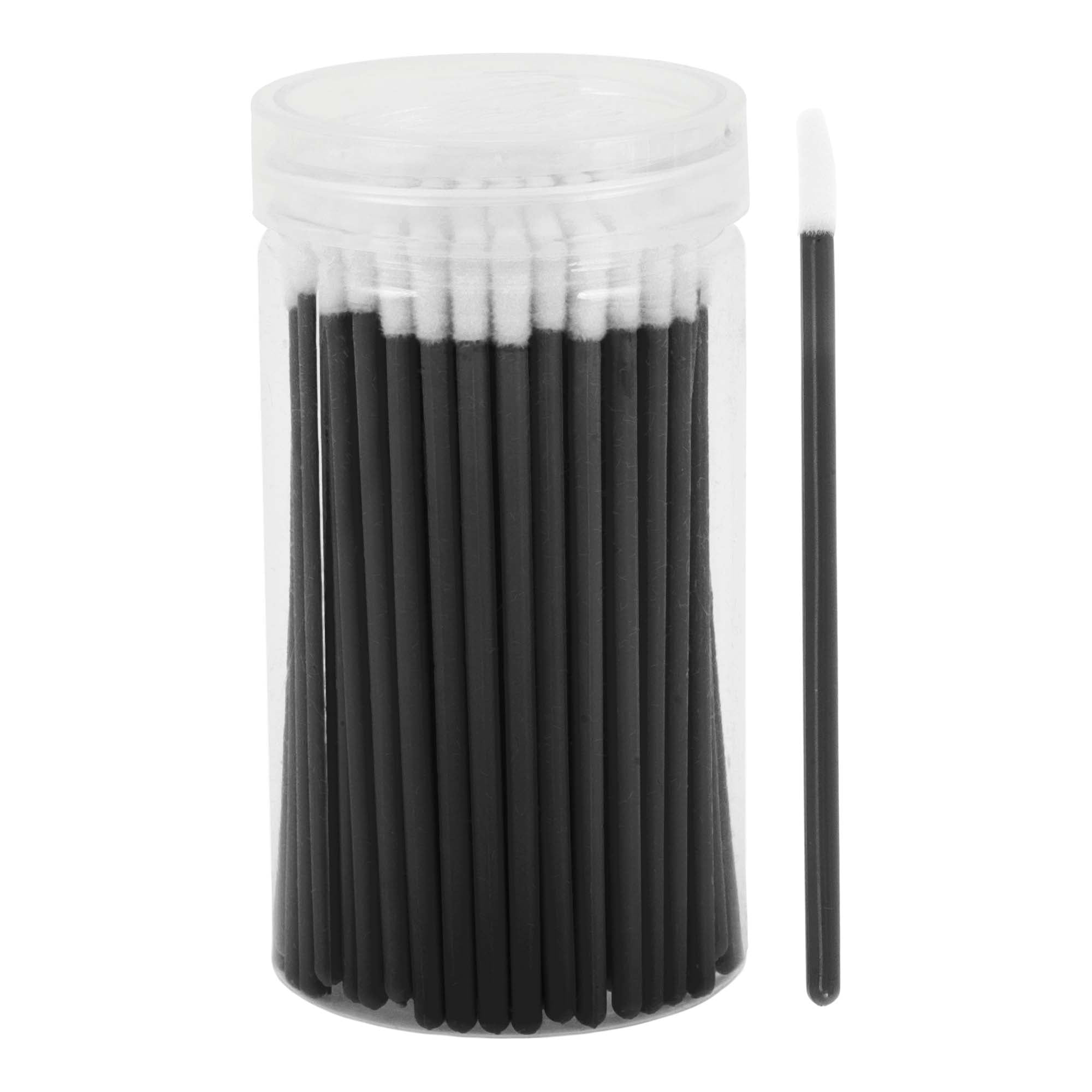 Unique Bargains 100 Pcs Disposable Barreled Solid Rod Lip Brush for Vacation Black